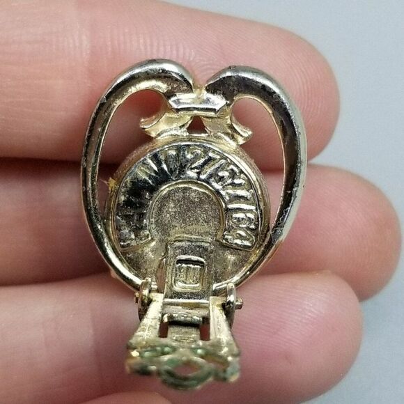 Vintage Faux Pearl Clip On Earrings, Silver Tone Setting, Pat Number, Retro - Picture 4 of 7